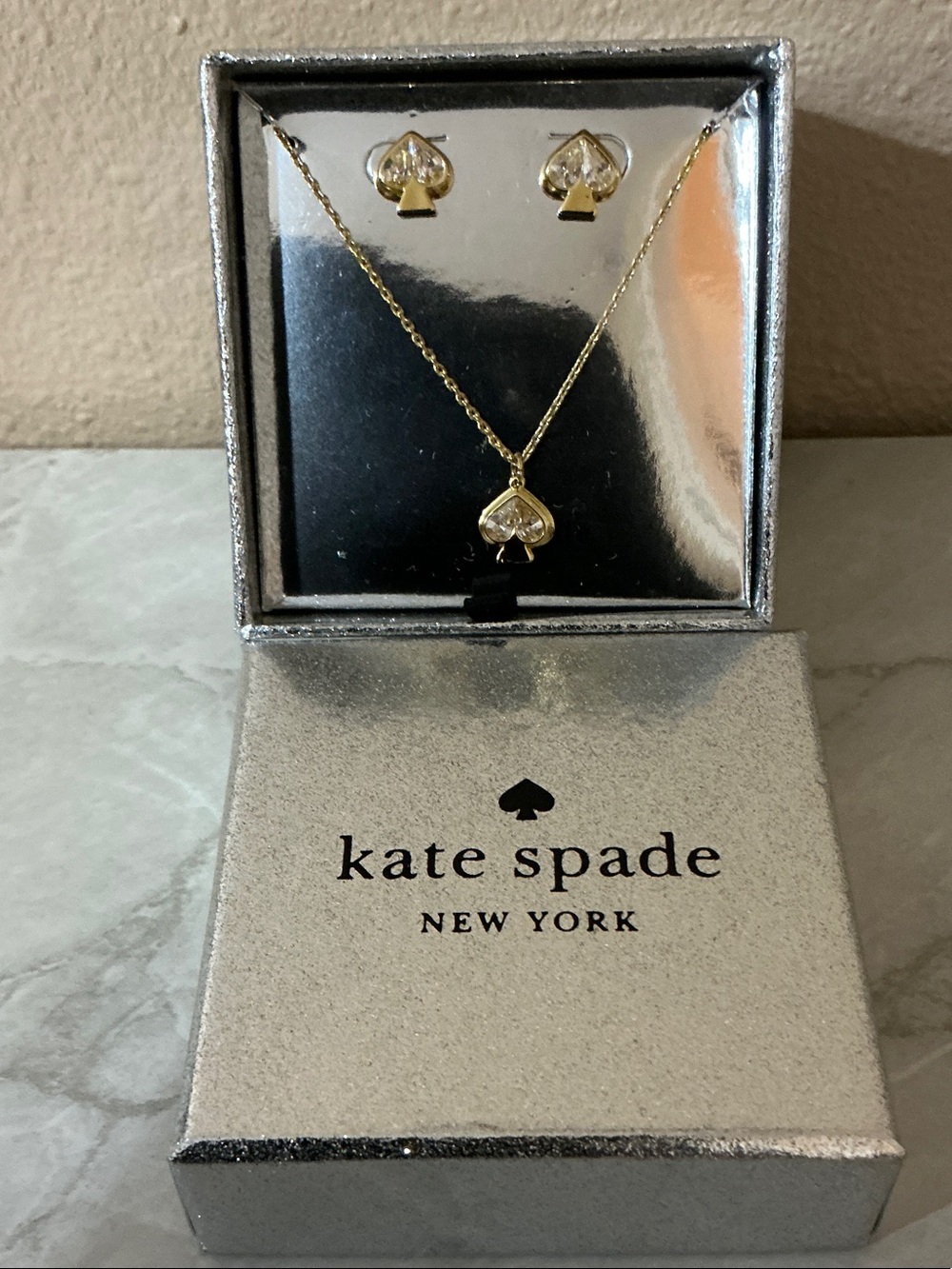 kate spade Gold Spade Pendant Necklace with Matching Studs